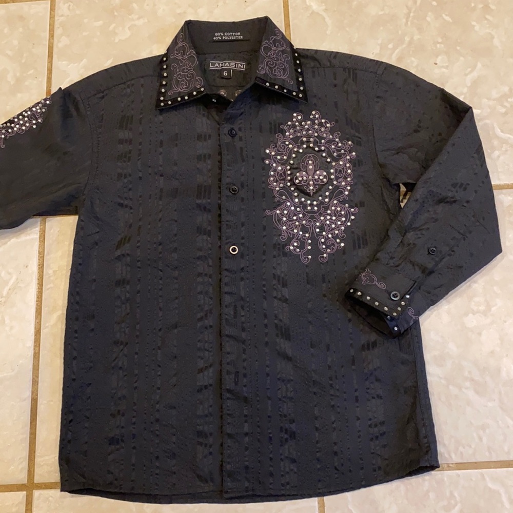 Lamasini long sleeve fashion shirt boy size 6